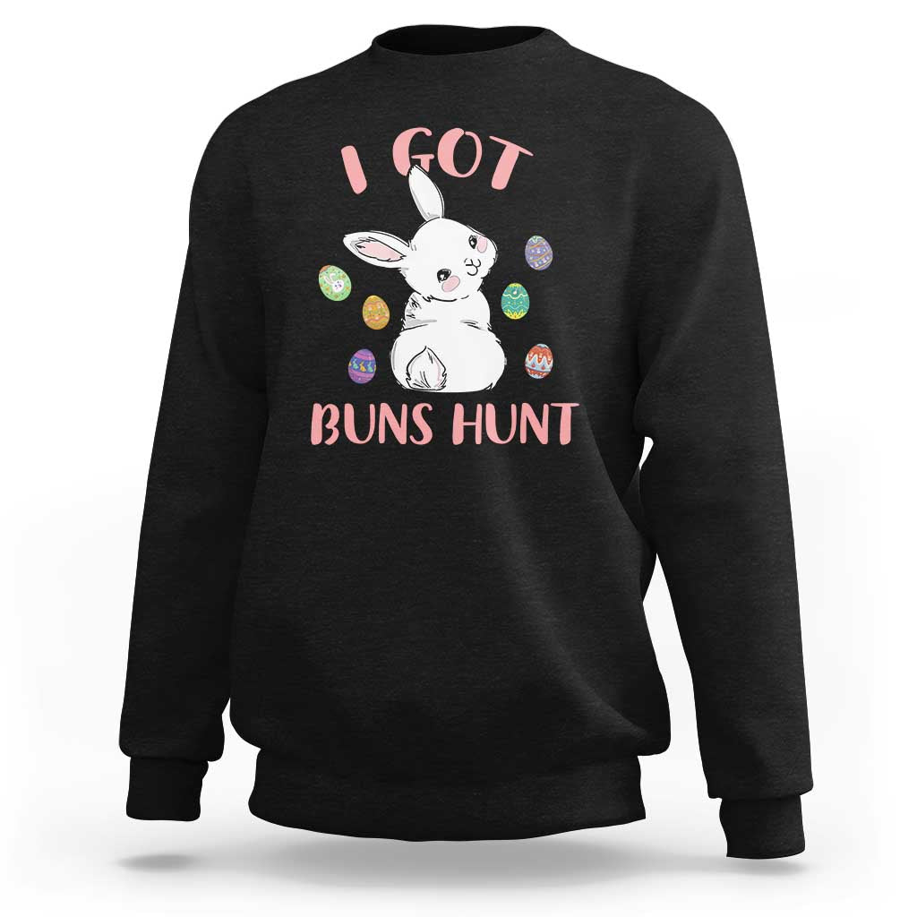 Rabbit Easter Bunny Sunglasses Sweatshirt I Got Buns Hun Funny Jokes - Wonder Print Shop