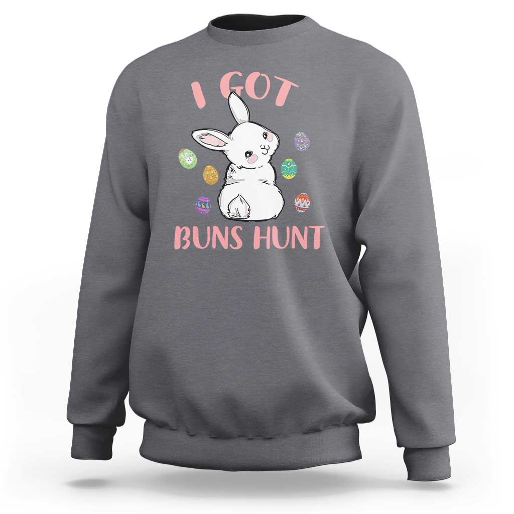 Rabbit Easter Bunny Sunglasses Sweatshirt I Got Buns Hun Funny Jokes - Wonder Print Shop