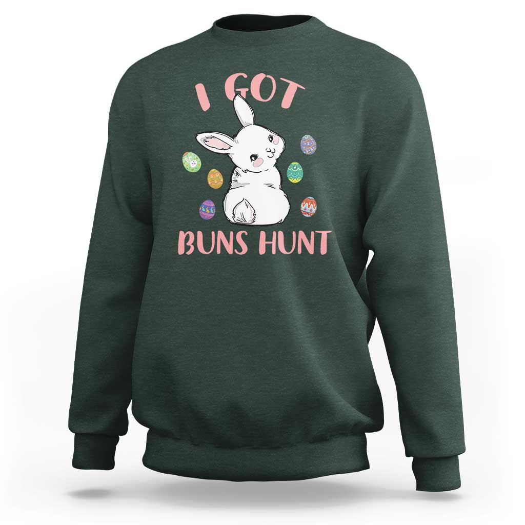Rabbit Easter Bunny Sunglasses Sweatshirt I Got Buns Hun Funny Jokes - Wonder Print Shop