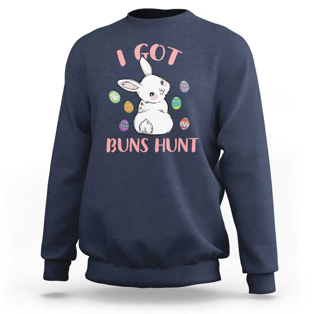 Rabbit Easter Bunny Sunglasses Sweatshirt I Got Buns Hun Funny Jokes - Wonder Print Shop