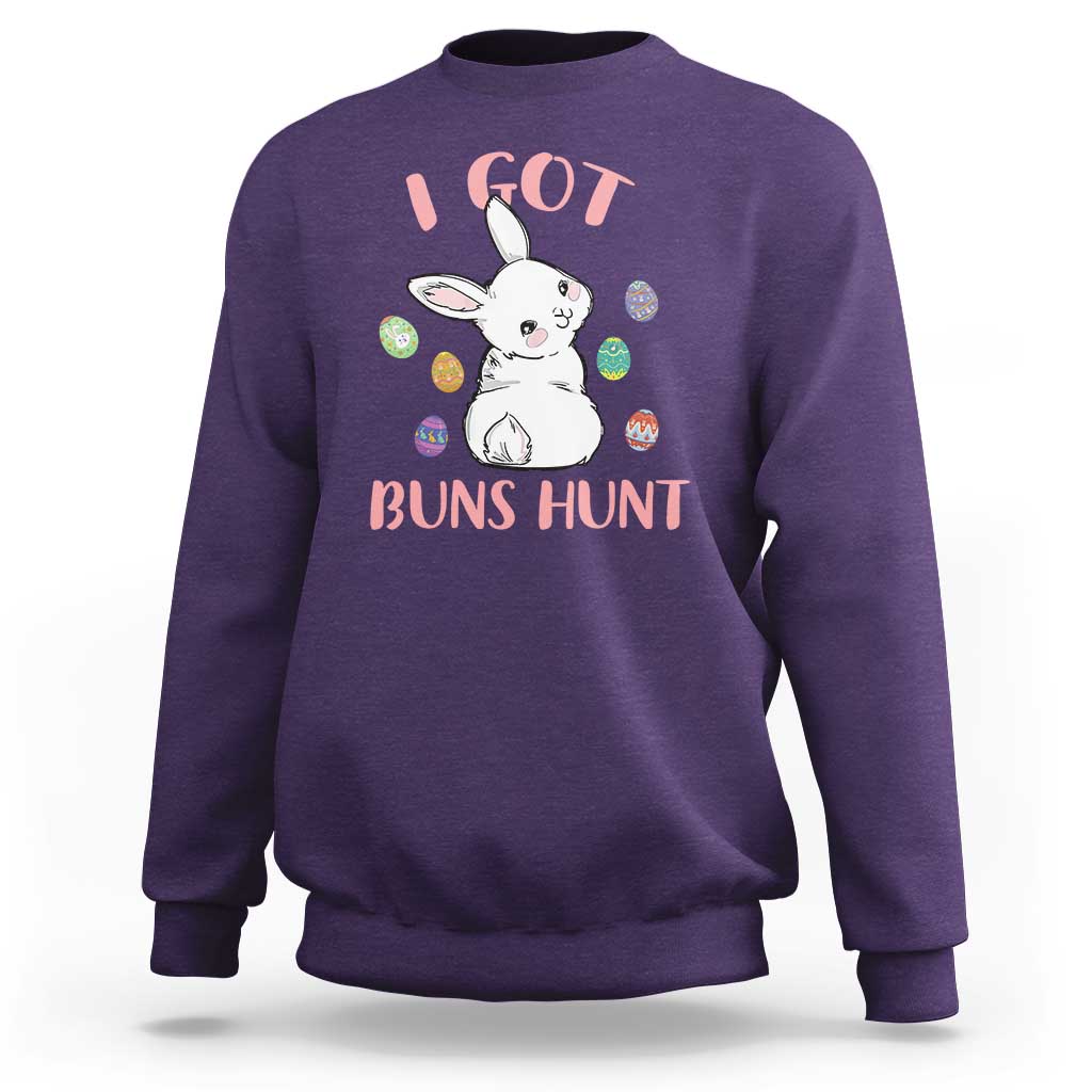 Rabbit Easter Bunny Sunglasses Sweatshirt I Got Buns Hun Funny Jokes - Wonder Print Shop
