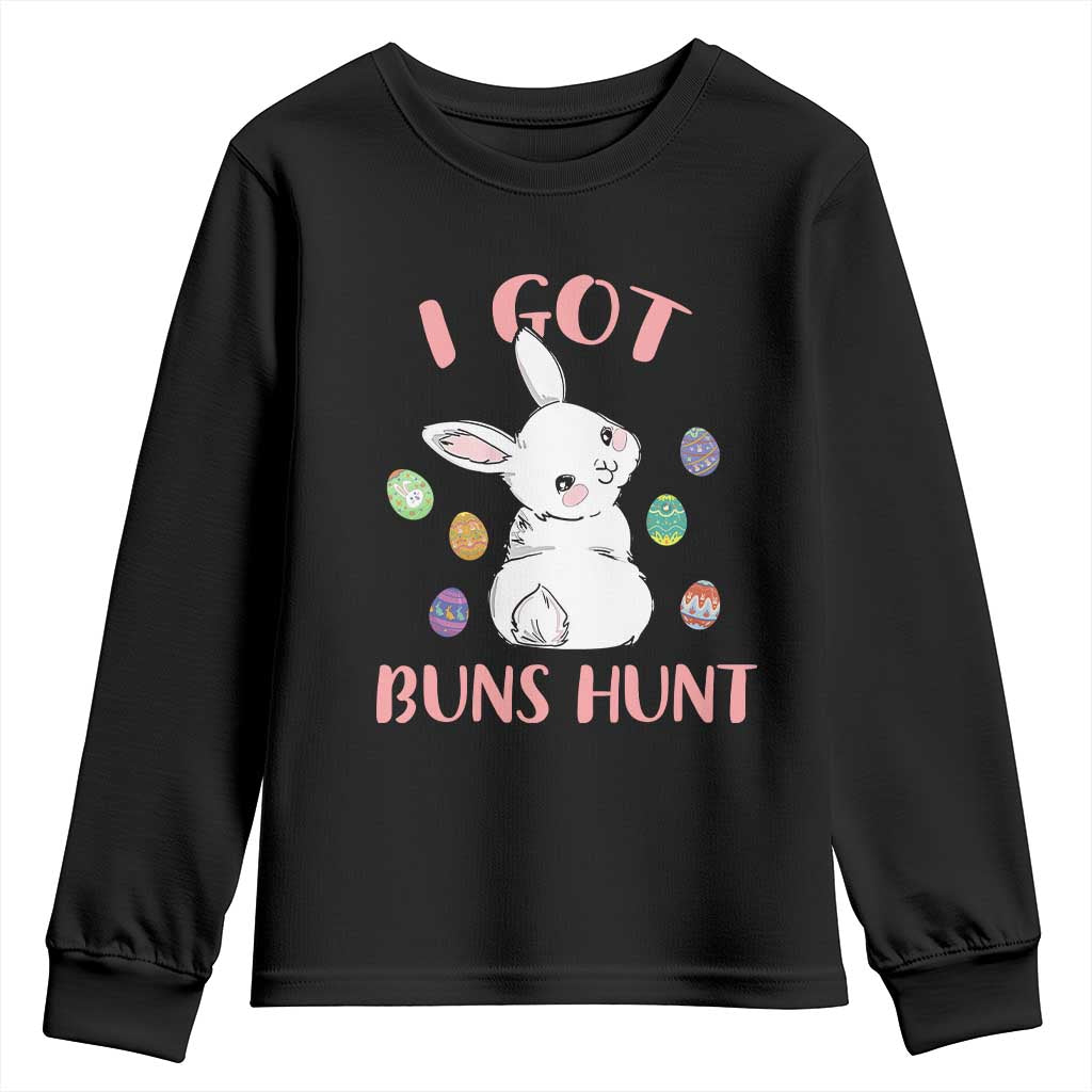 Rabbit Easter Bunny Sunglasses Youth Sweatshirt I Got Buns Hun Funny Jokes - Wonder Print Shop