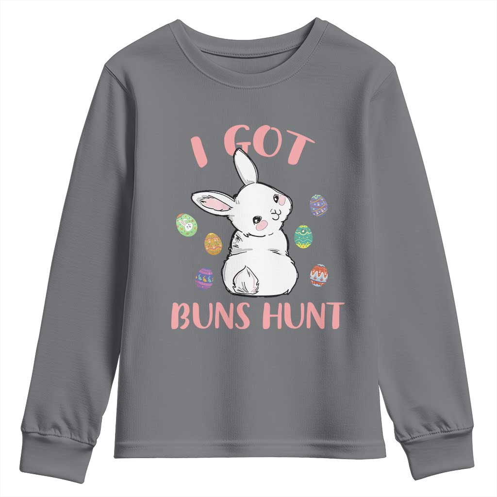 Rabbit Easter Bunny Sunglasses Youth Sweatshirt I Got Buns Hun Funny Jokes - Wonder Print Shop