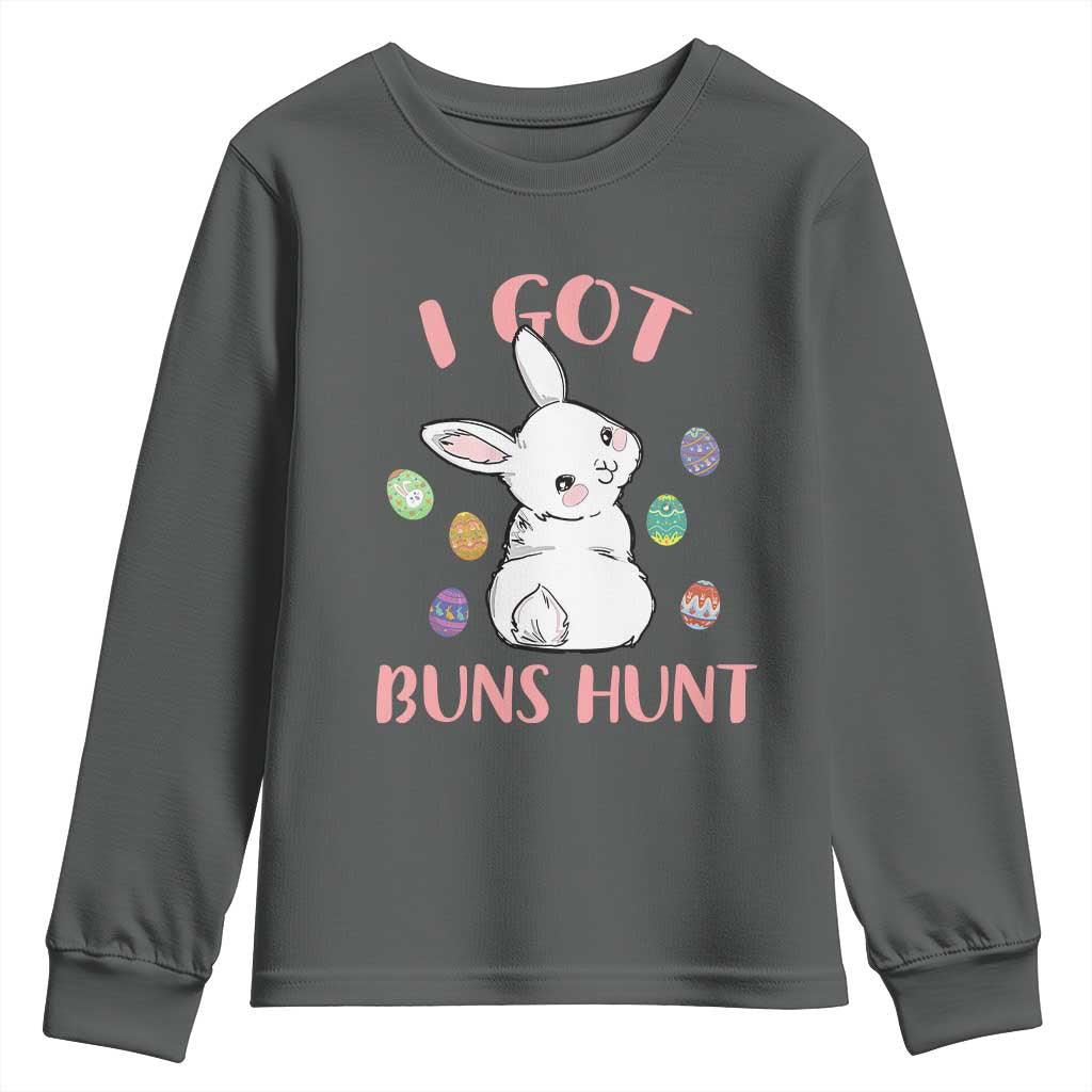 Rabbit Easter Bunny Sunglasses Youth Sweatshirt I Got Buns Hun Funny Jokes - Wonder Print Shop