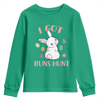 Rabbit Easter Bunny Sunglasses Youth Sweatshirt I Got Buns Hun Funny Jokes - Wonder Print Shop