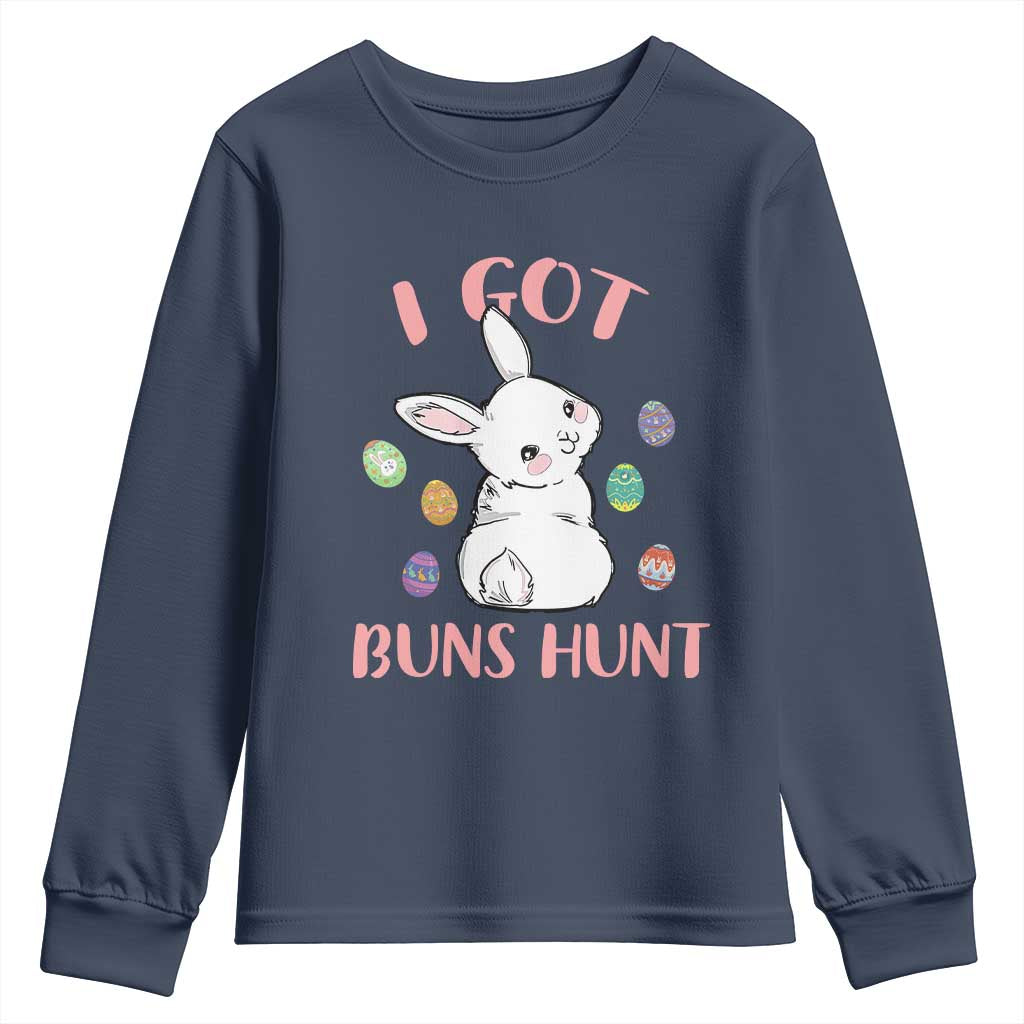 Rabbit Easter Bunny Sunglasses Youth Sweatshirt I Got Buns Hun Funny Jokes - Wonder Print Shop