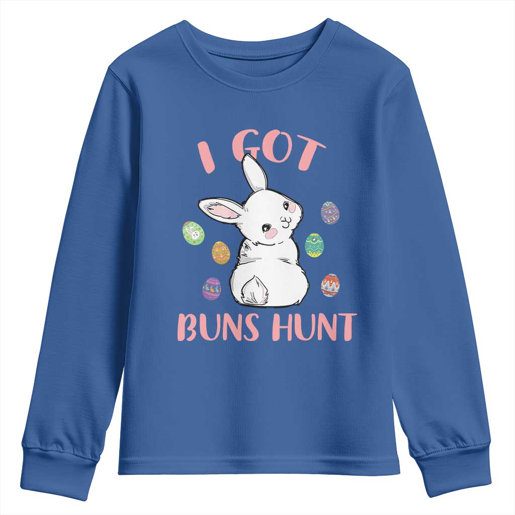 Rabbit Easter Bunny Sunglasses Youth Sweatshirt I Got Buns Hun Funny Jokes - Wonder Print Shop