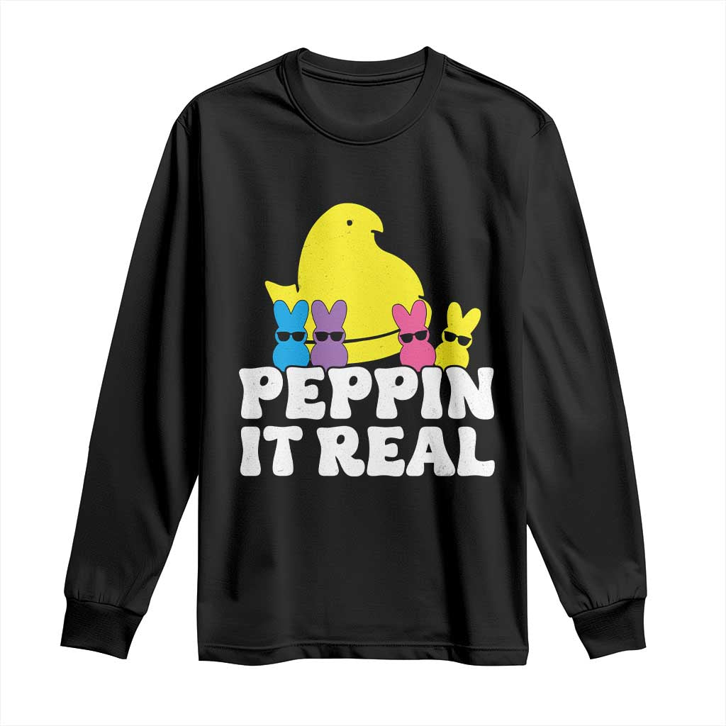 Easter Bunny Long Sleeve Shirt Peepin It Real Rabbit Candy Easter - Wonder Print Shop