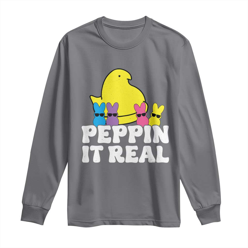 Easter Bunny Long Sleeve Shirt Peepin It Real Rabbit Candy Easter - Wonder Print Shop
