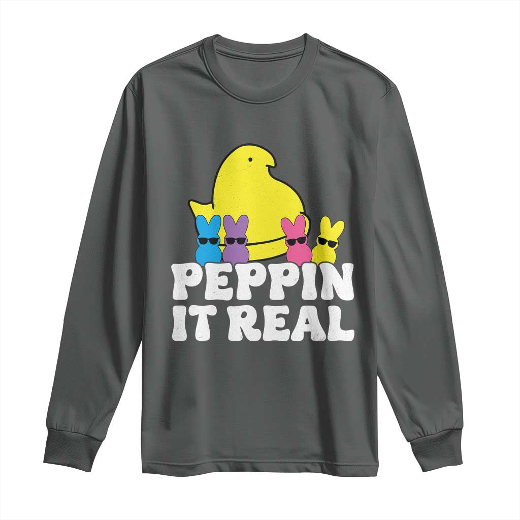Easter Bunny Long Sleeve Shirt Peepin It Real Rabbit Candy Easter - Wonder Print Shop