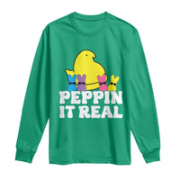 Easter Bunny Long Sleeve Shirt Peepin It Real Rabbit Candy Easter - Wonder Print Shop