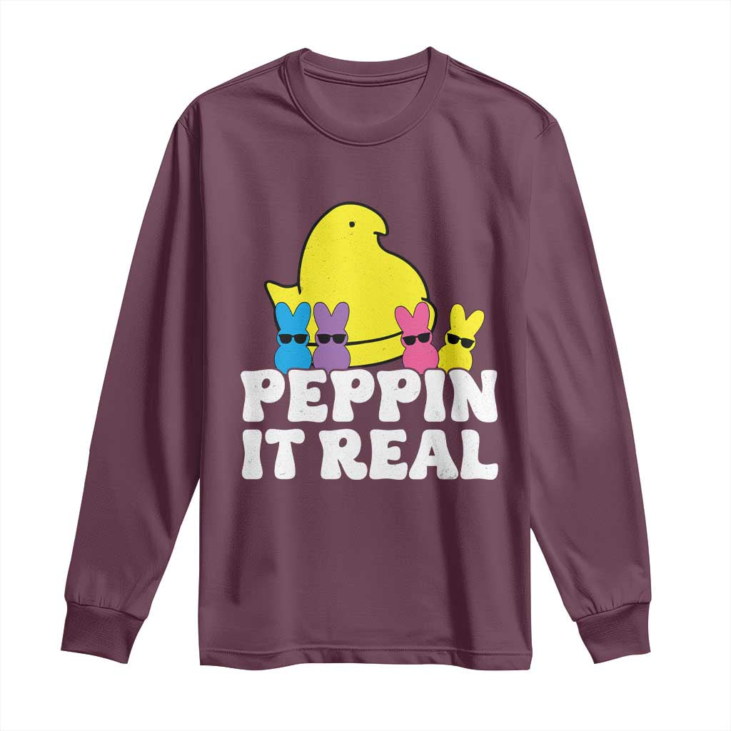 Easter Bunny Long Sleeve Shirt Peepin It Real Rabbit Candy Easter - Wonder Print Shop