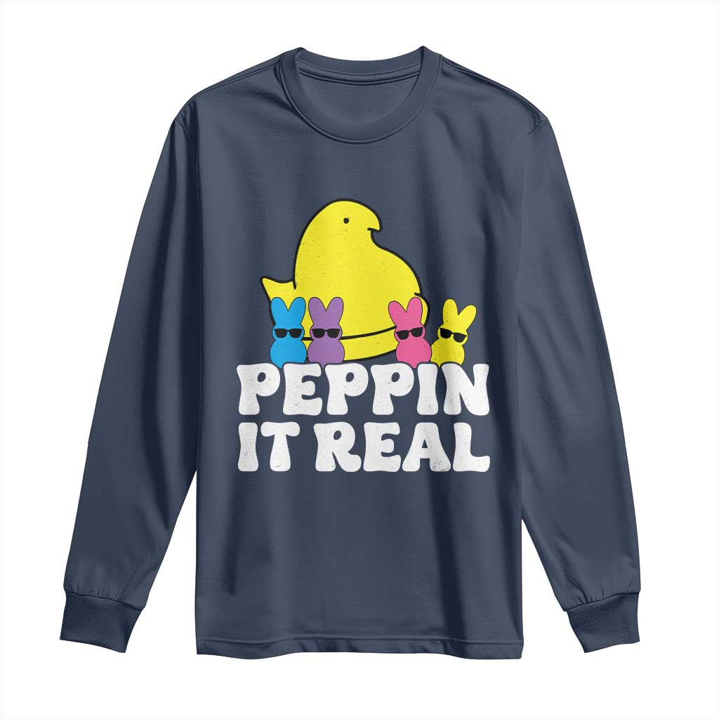 Easter Bunny Long Sleeve Shirt Peepin It Real Rabbit Candy Easter - Wonder Print Shop