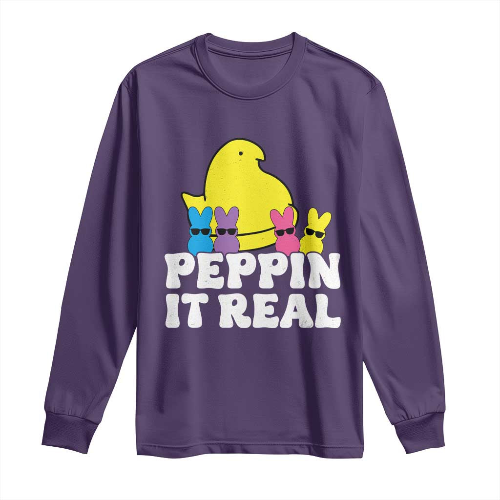 Easter Bunny Long Sleeve Shirt Peepin It Real Rabbit Candy Easter - Wonder Print Shop