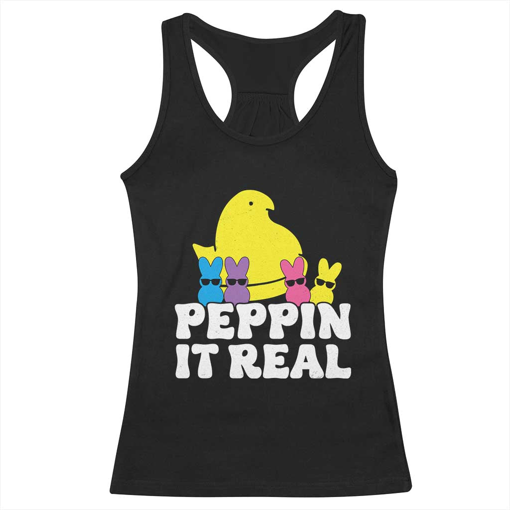 Easter Bunny Racerback Tank Top Peepin It Real Rabbit Candy Easter - Wonder Print Shop