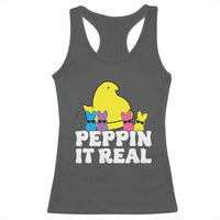 Easter Bunny Racerback Tank Top Peepin It Real Rabbit Candy Easter - Wonder Print Shop