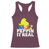 Easter Bunny Racerback Tank Top Peepin It Real Rabbit Candy Easter - Wonder Print Shop
