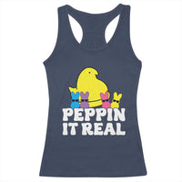 Easter Bunny Racerback Tank Top Peepin It Real Rabbit Candy Easter - Wonder Print Shop