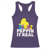 Easter Bunny Racerback Tank Top Peepin It Real Rabbit Candy Easter - Wonder Print Shop