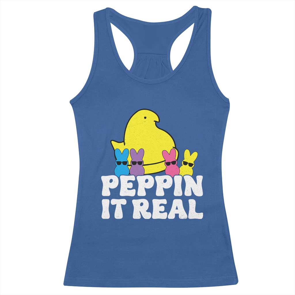 Easter Bunny Racerback Tank Top Peepin It Real Rabbit Candy Easter - Wonder Print Shop