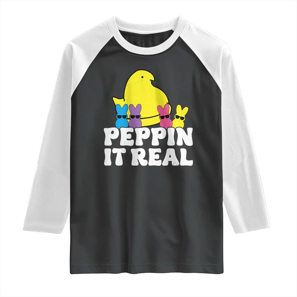 Easter Bunny Raglan Shirt Peepin It Real Rabbit Candy Easter - Wonder Print Shop