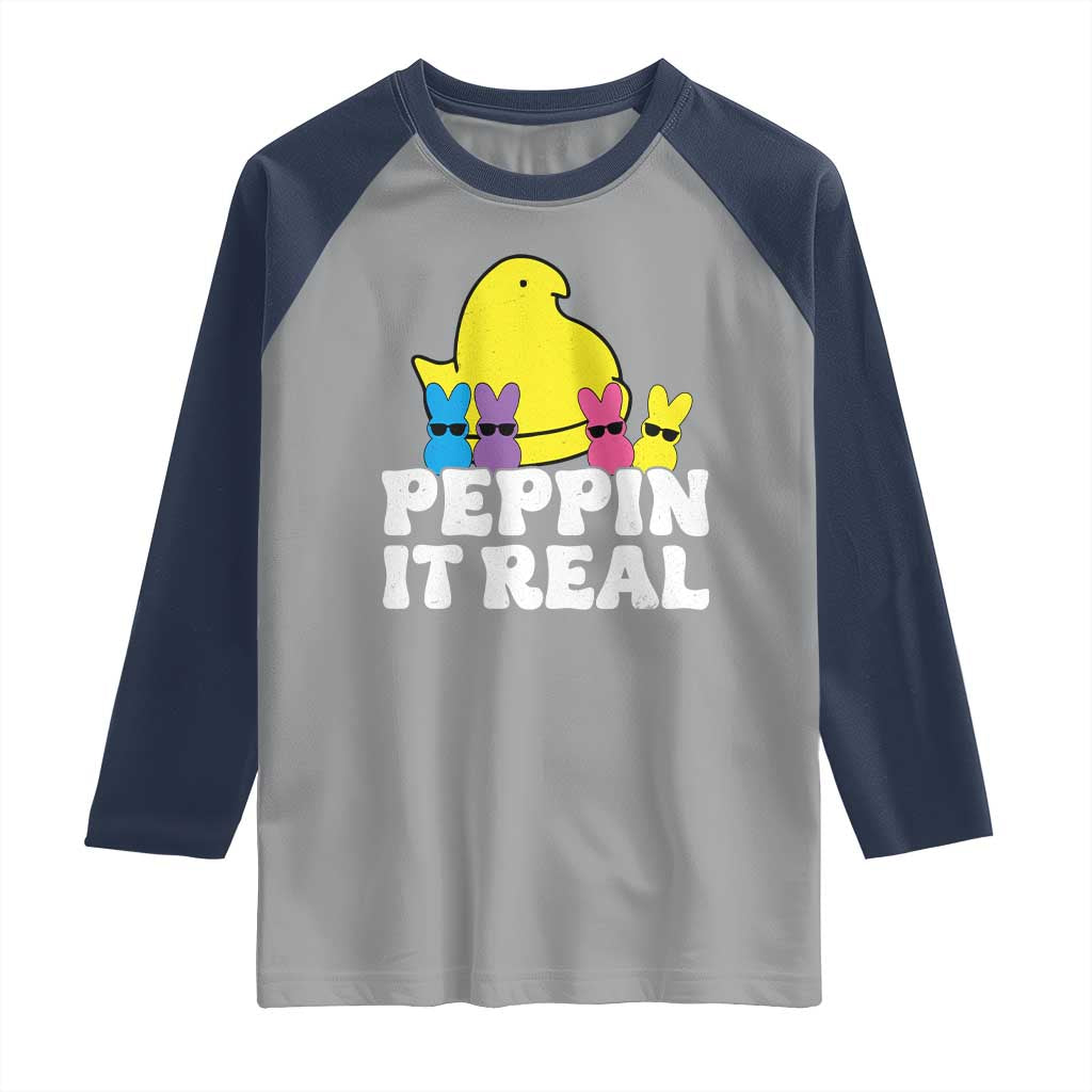 Easter Bunny Raglan Shirt Peepin It Real Rabbit Candy Easter - Wonder Print Shop