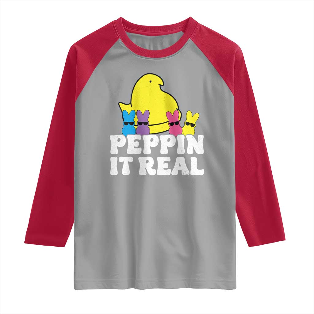 Easter Bunny Raglan Shirt Peepin It Real Rabbit Candy Easter - Wonder Print Shop
