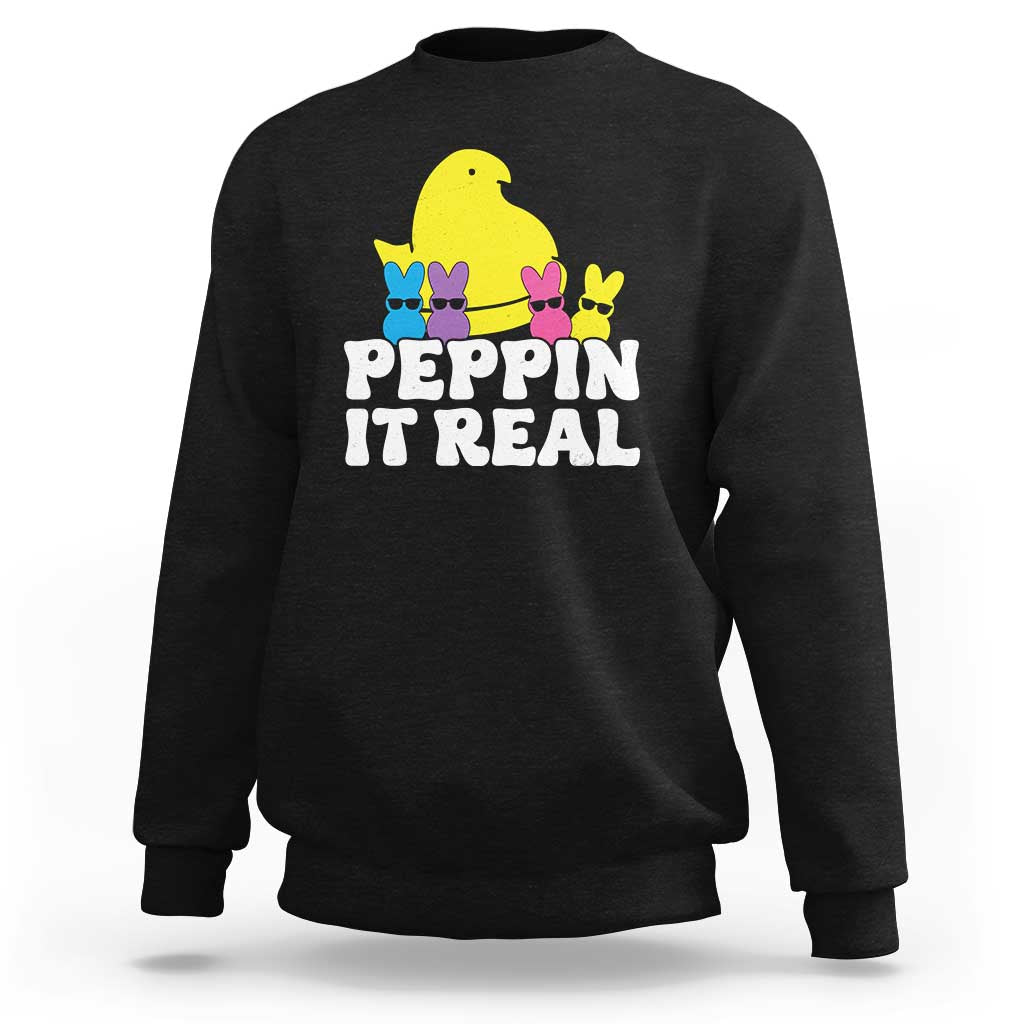 Easter Bunny Sweatshirt Peepin It Real Rabbit Candy Easter - Wonder Print Shop