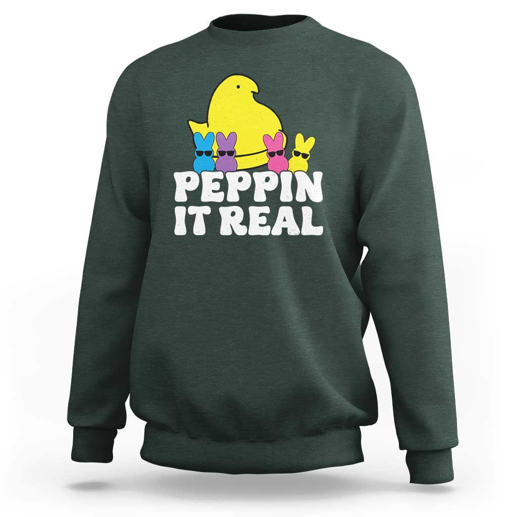 Easter Bunny Sweatshirt Peepin It Real Rabbit Candy Easter - Wonder Print Shop