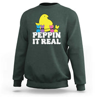 Easter Bunny Sweatshirt Peepin It Real Rabbit Candy Easter - Wonder Print Shop