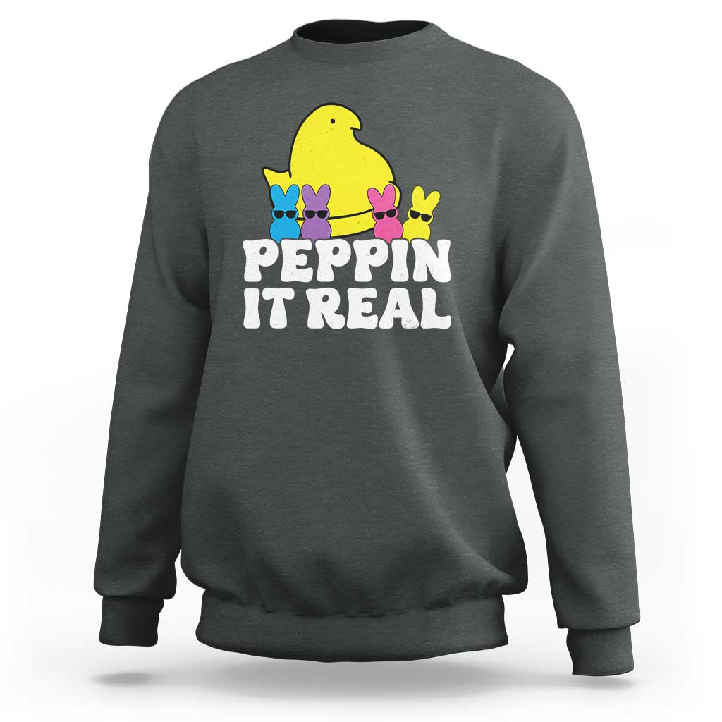 Easter Bunny Sweatshirt Peepin It Real Rabbit Candy Easter - Wonder Print Shop