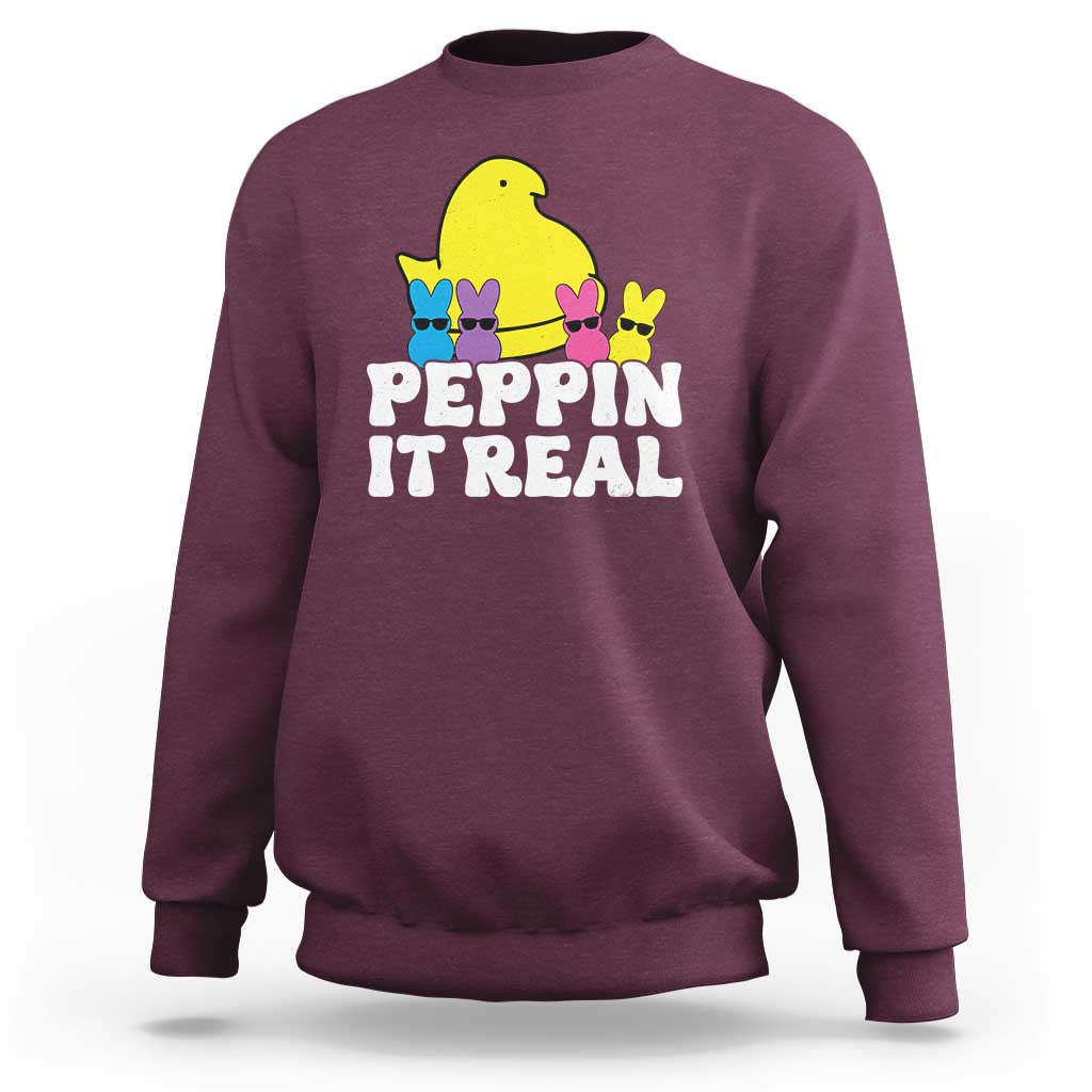 Easter Bunny Sweatshirt Peepin It Real Rabbit Candy Easter - Wonder Print Shop