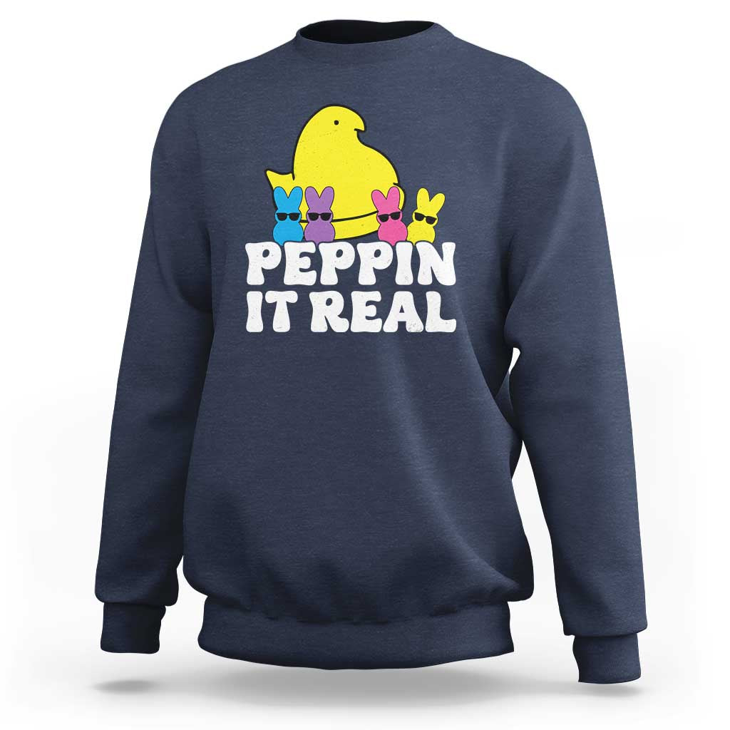 Easter Bunny Sweatshirt Peepin It Real Rabbit Candy Easter - Wonder Print Shop