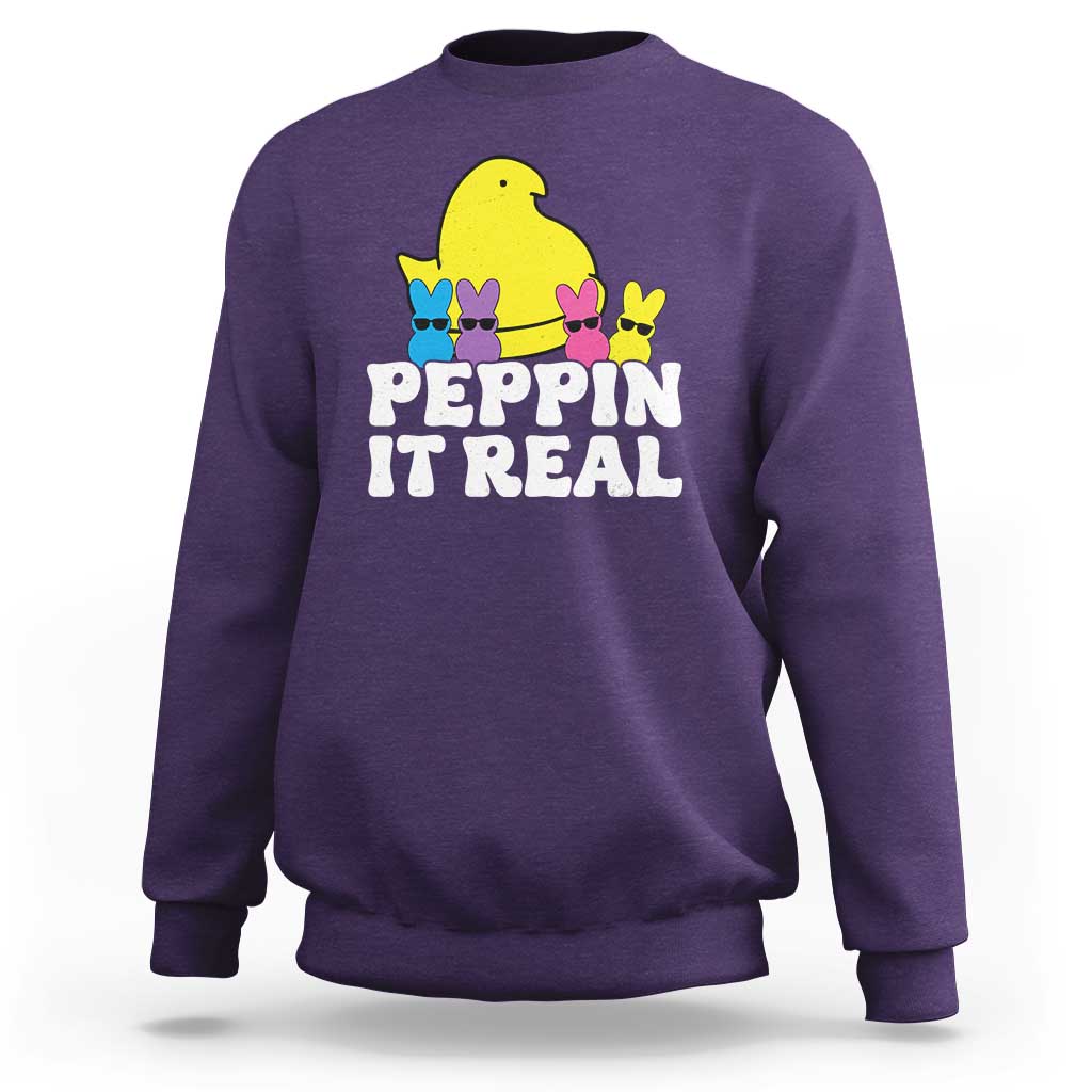 Easter Bunny Sweatshirt Peepin It Real Rabbit Candy Easter - Wonder Print Shop