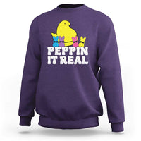 Easter Bunny Sweatshirt Peepin It Real Rabbit Candy Easter - Wonder Print Shop