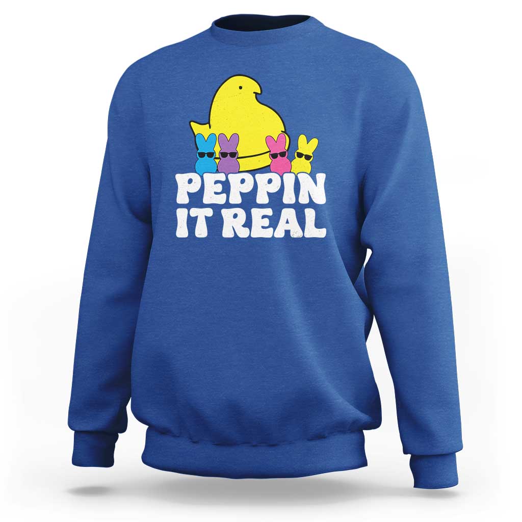 Easter Bunny Sweatshirt Peepin It Real Rabbit Candy Easter - Wonder Print Shop