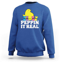 Easter Bunny Sweatshirt Peepin It Real Rabbit Candy Easter - Wonder Print Shop