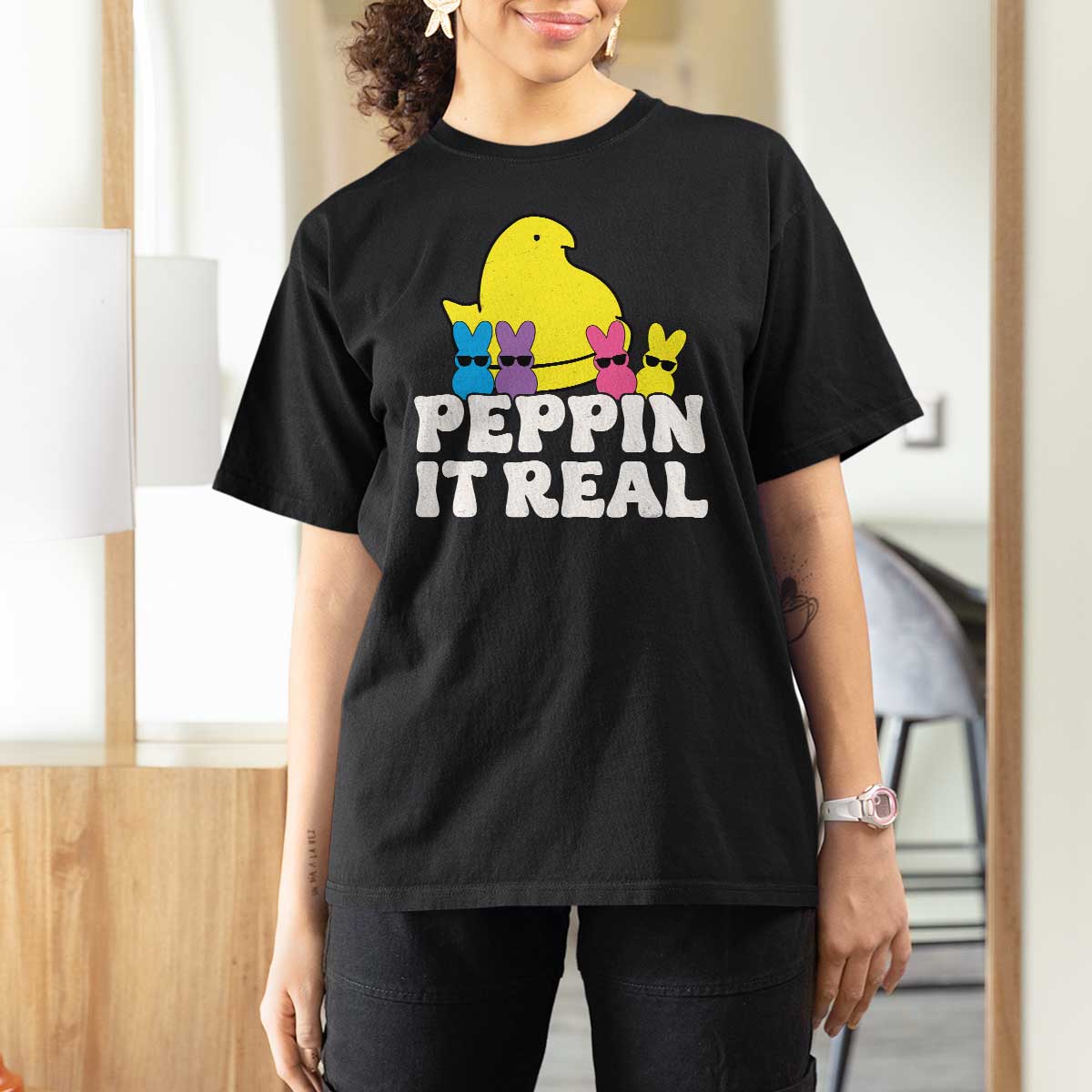 Easter Bunny T Shirt For Women Peepin It Real Rabbit Candy Easter - Wonder Print Shop