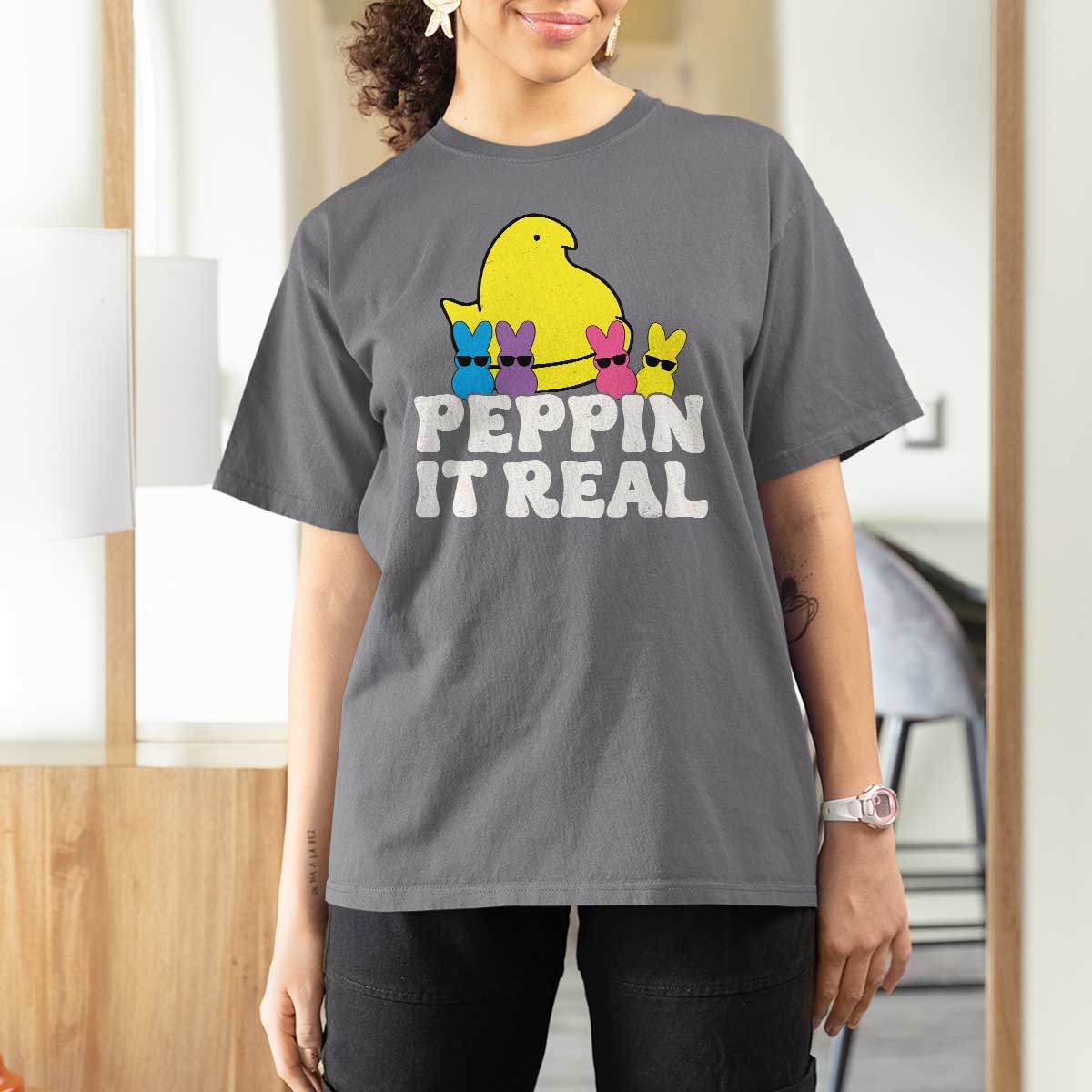 Easter Bunny T Shirt For Women Peepin It Real Rabbit Candy Easter - Wonder Print Shop