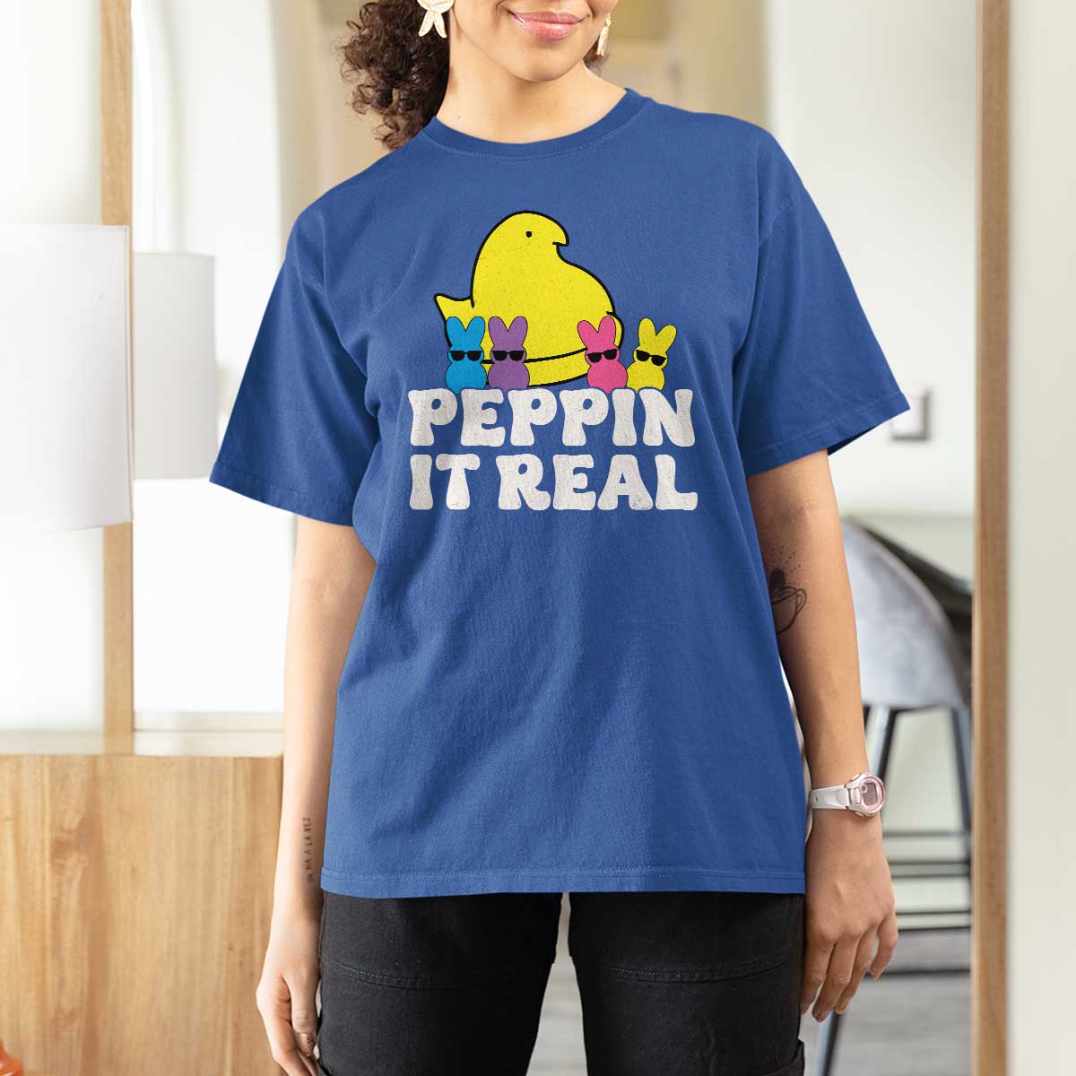 Easter Bunny T Shirt For Women Peepin It Real Rabbit Candy Easter - Wonder Print Shop