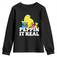 Easter Bunny Youth Sweatshirt Peepin It Real Rabbit Candy Easter - Wonder Print Shop