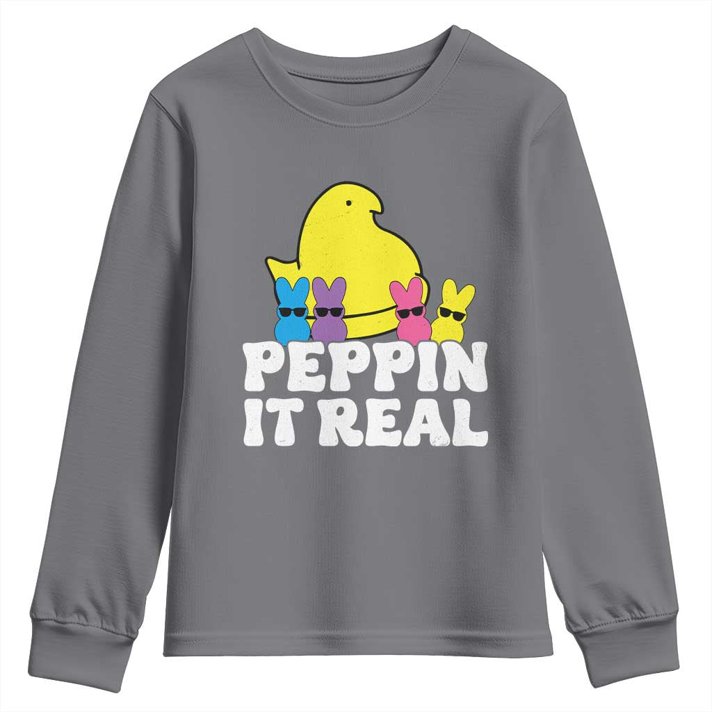 Easter Bunny Youth Sweatshirt Peepin It Real Rabbit Candy Easter - Wonder Print Shop