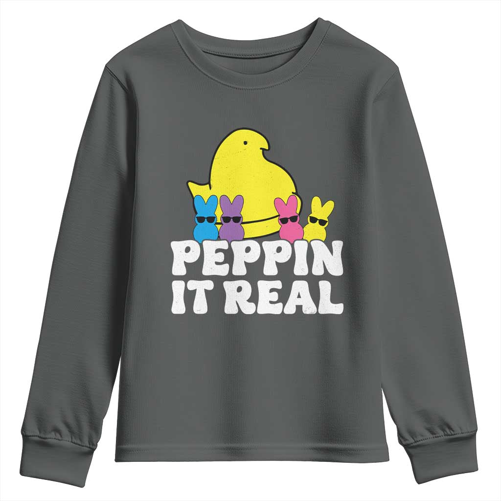 Easter Bunny Youth Sweatshirt Peepin It Real Rabbit Candy Easter - Wonder Print Shop
