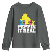 Easter Bunny Youth Sweatshirt Peepin It Real Rabbit Candy Easter - Wonder Print Shop