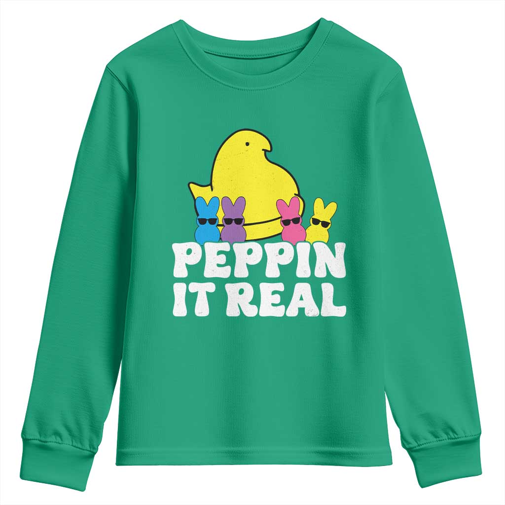 Easter Bunny Youth Sweatshirt Peepin It Real Rabbit Candy Easter - Wonder Print Shop