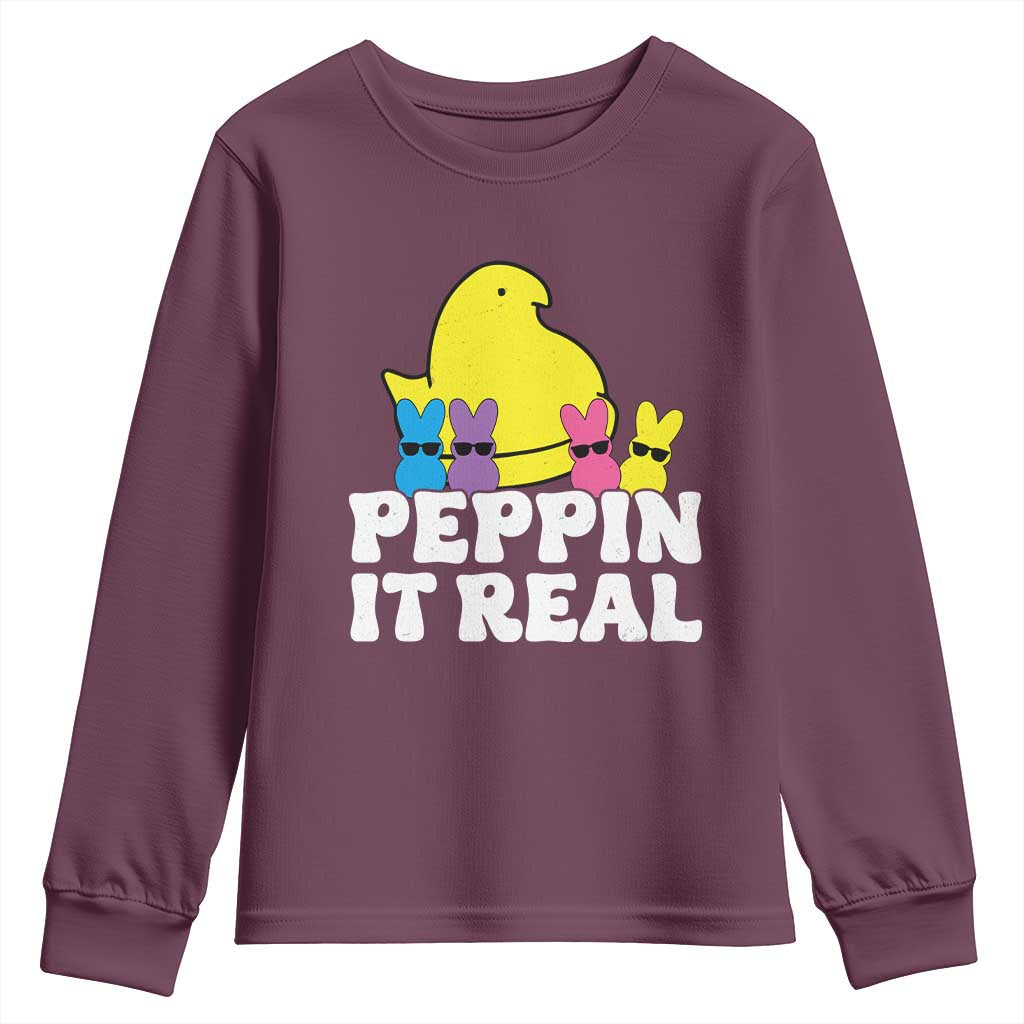 Easter Bunny Youth Sweatshirt Peepin It Real Rabbit Candy Easter - Wonder Print Shop