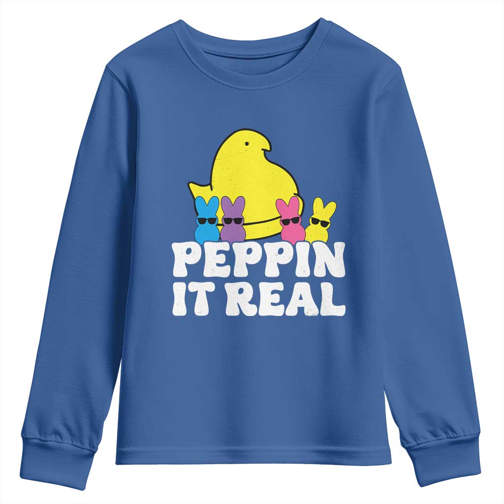 Easter Bunny Youth Sweatshirt Peepin It Real Rabbit Candy Easter - Wonder Print Shop