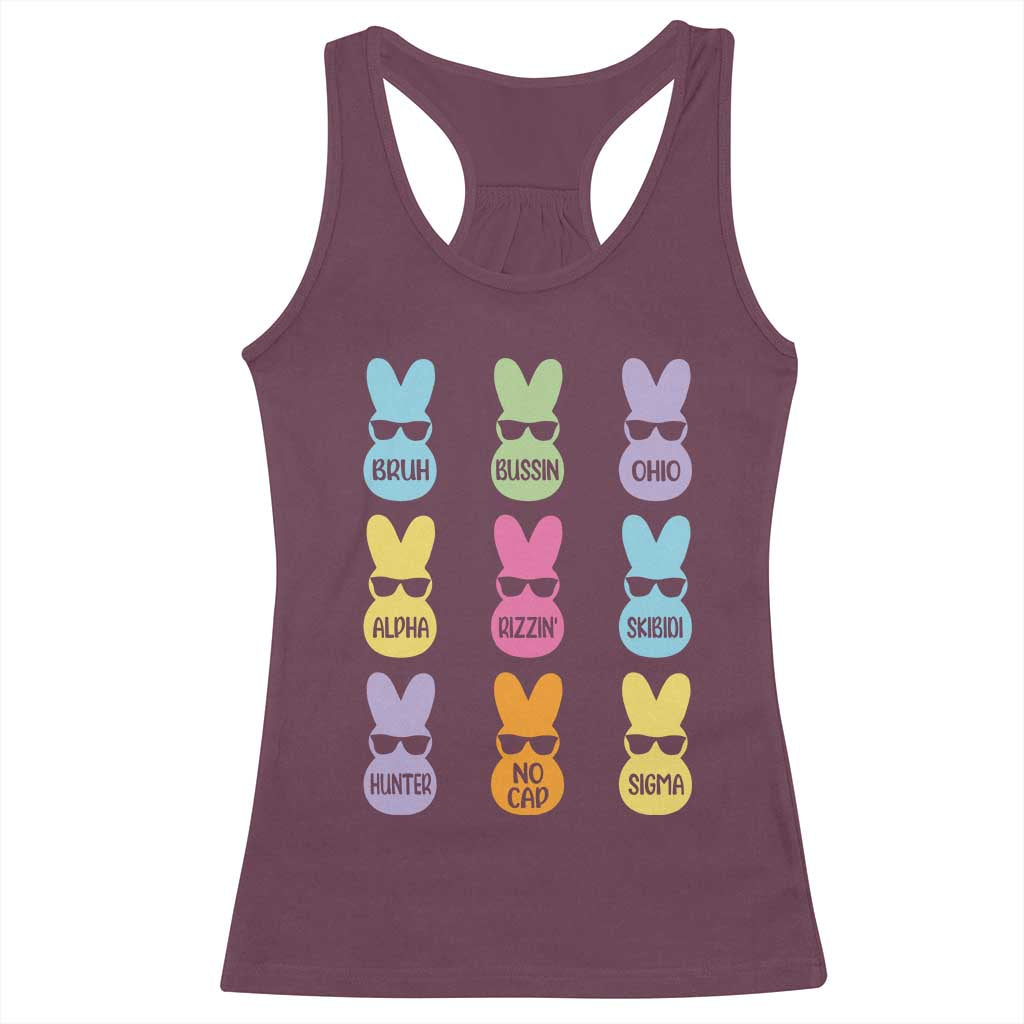 Easter Bruh Racerback Tank Top Gen Alpha Slang Skibidi Rizz Cute Bunny - Wonder Print Shop