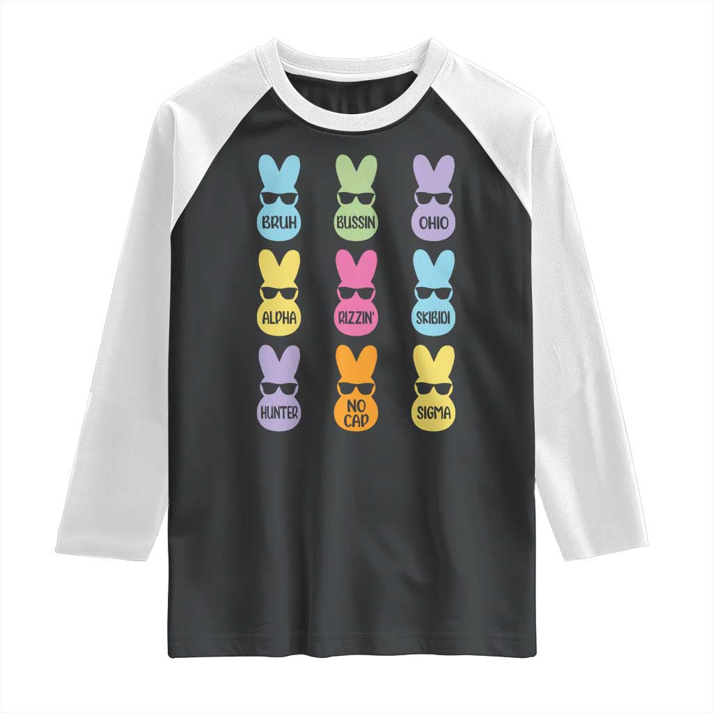 Easter Bruh Raglan Shirt Gen Alpha Slang Skibidi Rizz Cute Bunny - Wonder Print Shop