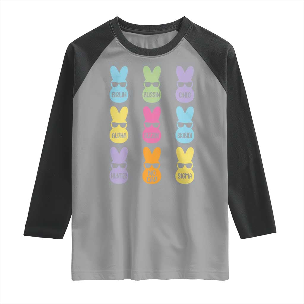 Easter Bruh Raglan Shirt Gen Alpha Slang Skibidi Rizz Cute Bunny - Wonder Print Shop